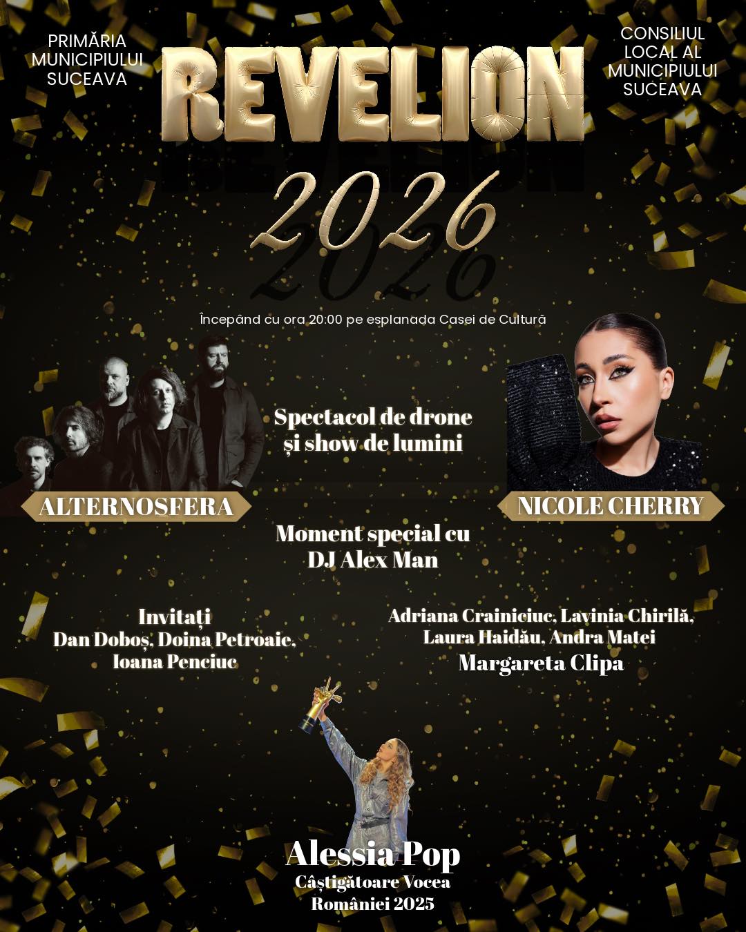 Revelion 2026 în Suceava: O Sărbătoare de Neuitat Primăria Municipiului Suceava invită sucevenii și oaspeții orașului să ia parte la un Revelion plin de energie, muzică și spectacol, care va avea loc pe 31 decembrie 2025, începând cu ora 20:00, pe esplanada Casei de Cultură