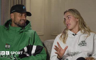 Nick Kyrgios and Aryna Sabalenka talk to each other in a recent BBC interview