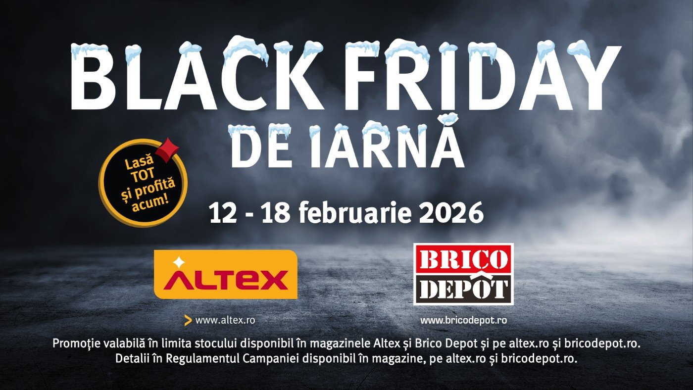 Reduceri spectaculoase la Black Friday de iarnă: Altex, Media Galaxy și Brico Depot își deschid porțile Pe 12 februarie, Altex, Media Galaxy și Brico Depot dau startul campaniei de Black Friday de iarnă, oferind clienților reduceri de până la 50% la o gamă variată de produse