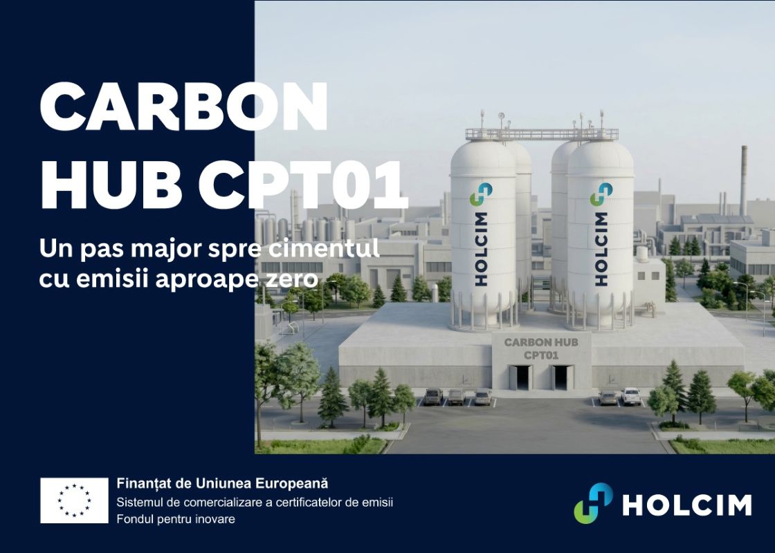 Holcim România accelerează decarbonizarea: Proiect de captare a carbonului, finanțat de UE Holcim România a obținut finanțare europeană pentru proiectul Carbon Hub CPT01, o inițiativă inovatoare de captare și stocare a carbonului