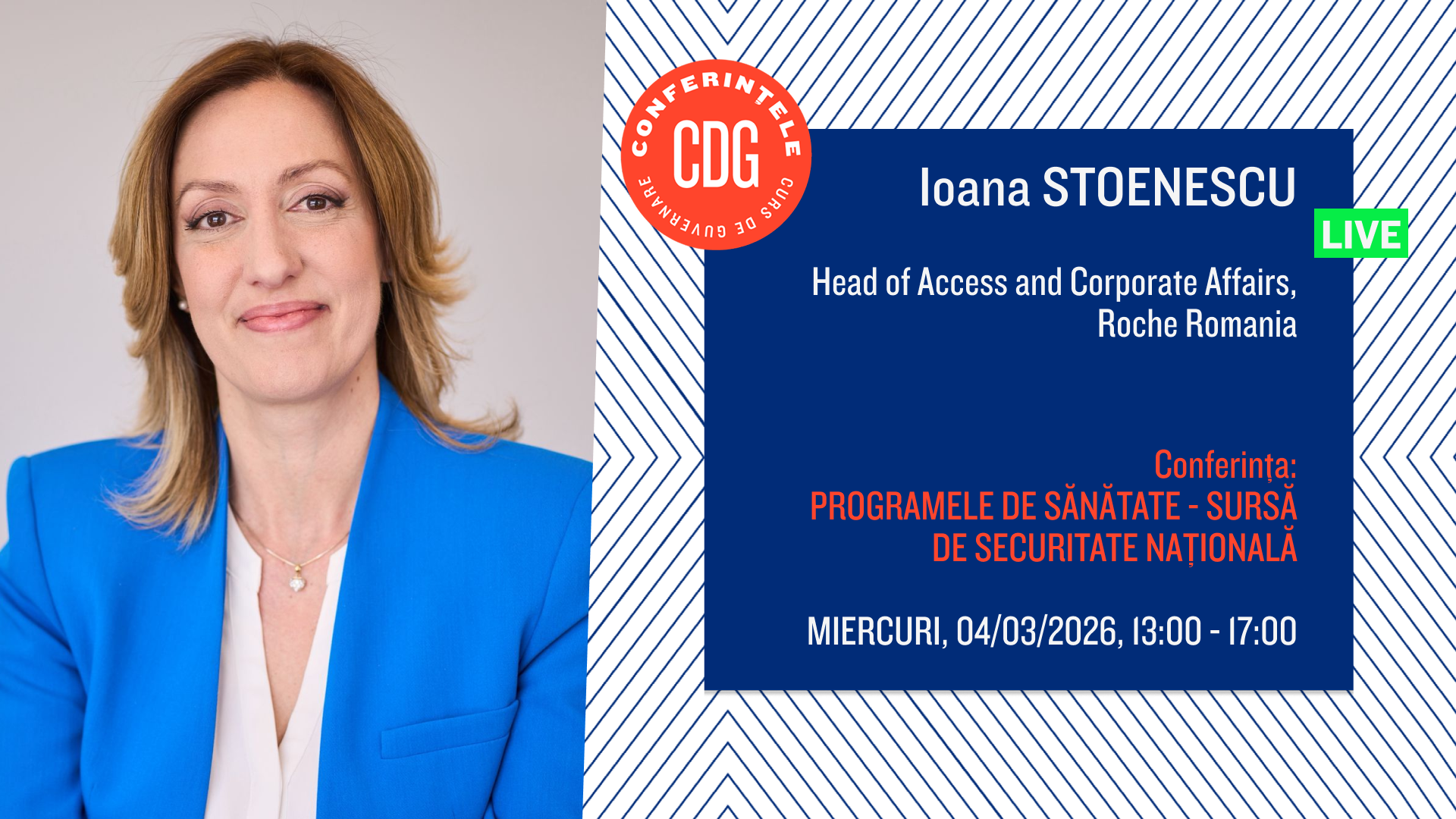 Investițiile în studii clinice, motor economic și garanție pentru securitatea sanitară, susțin Ioana Stoenescu de la Roche România Investițiile în studiile clinice sunt vitale pentru o economie solidă și pentru consolidarea securității sanitare, conform declarațiilor făcute de Ioana Stoenescu, Head of Access and Corporate Affairs la Roche România