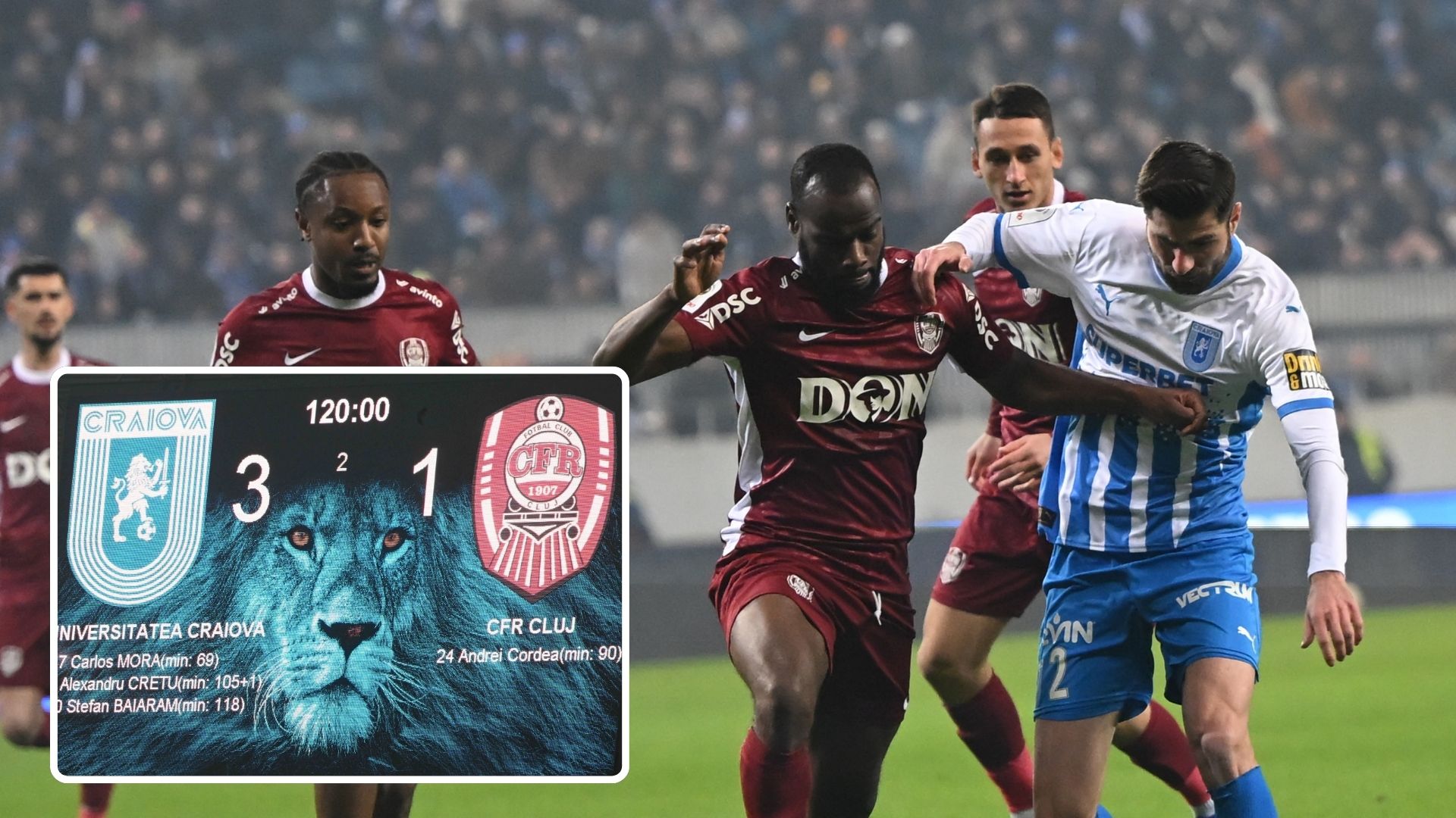 CFR Cluj, eliminată din Cupa României de Universitatea Craiova CFR Cluj a fost eliminată din Cupa României, fiind învinsă de Universitatea Craiova cu scorul de 3-1, în sferturile de finală