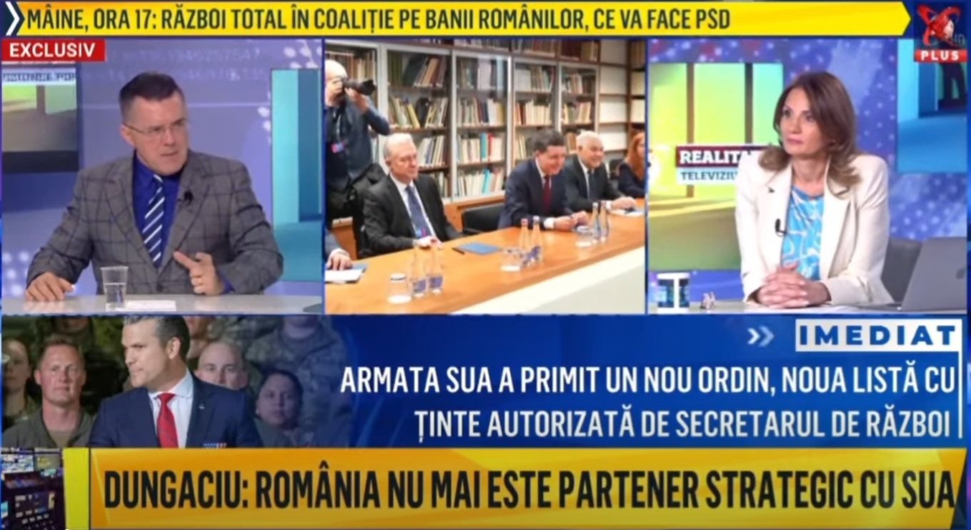 AUR critică cererea SUA privind avioanele la Kogălniceanu, pe fondul vizitei lui Zelenski Prim-vicepreședintele AUR, Dan Dungaciu, a criticat public, marți seară, la Realitatea Plus, discuțiile dintre România și Statele Unite ale Americii privind staționarea de avioane militare americane în baza Mihail Kogălniceanu