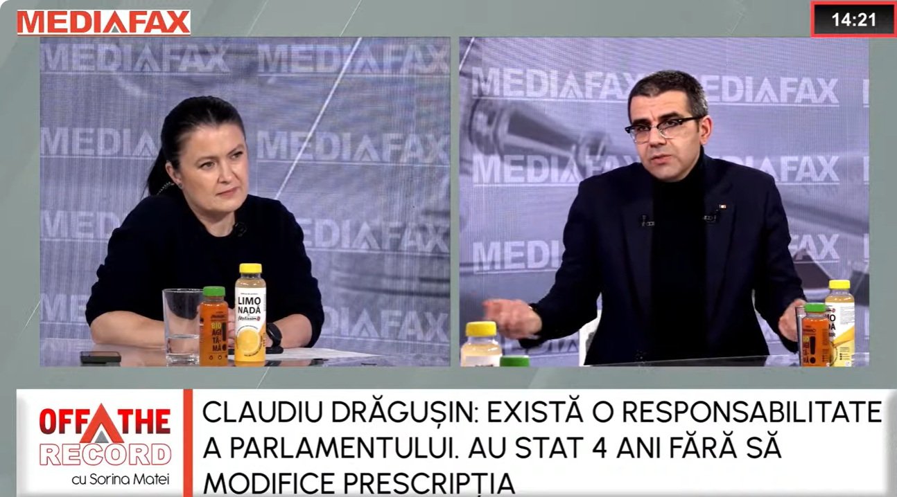Judecătorul Drăgușin despre Prescripție: „Retorica s-a descărcat în curtea judecătorilor” Judecătorul Claudiu Drăgușin, membru al Consiliului Superior al Magistraturii (CSM), a discutat despre problema prescripției în cadrul unei emisiuni