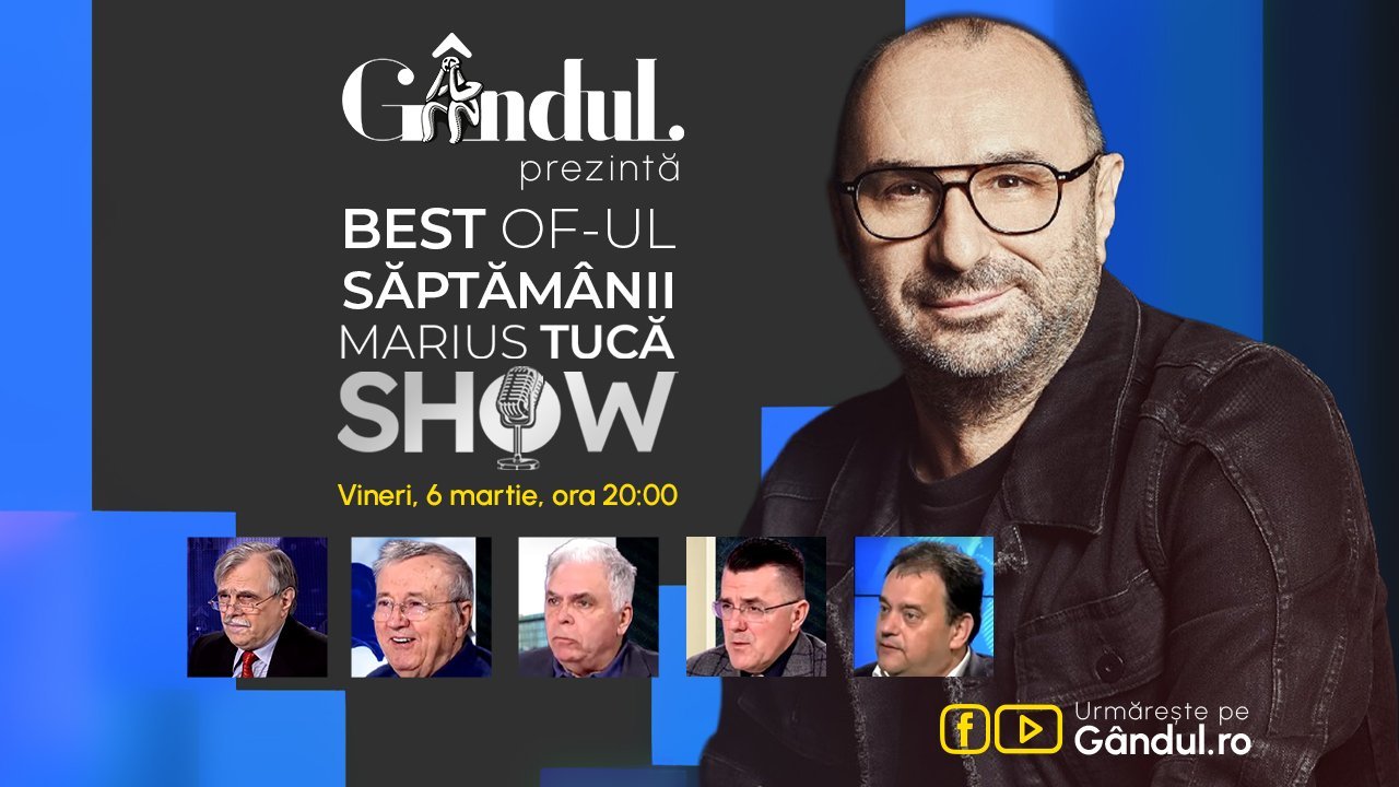 O nouă ediție „Best of Marius Tucă Show” promite dezbateri intense O nouă ediție specială a emisiunii „Best of Marius Tucă Show” va fi difuzată pe platformele online Gandul, promițând o retrospectivă a celor mai importante momente din cadrul talk-show-ului