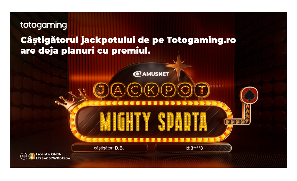 Un român a câștigat un jackpot impresionant la Totogaming.ro Un norocos jucător român a dat lovitura vieții la platforma de jocuri de noroc online Totogaming.ro, adjudecându-și un premiu substanțial la jackpotul „Inimă Neagră” oferit de Amusnet