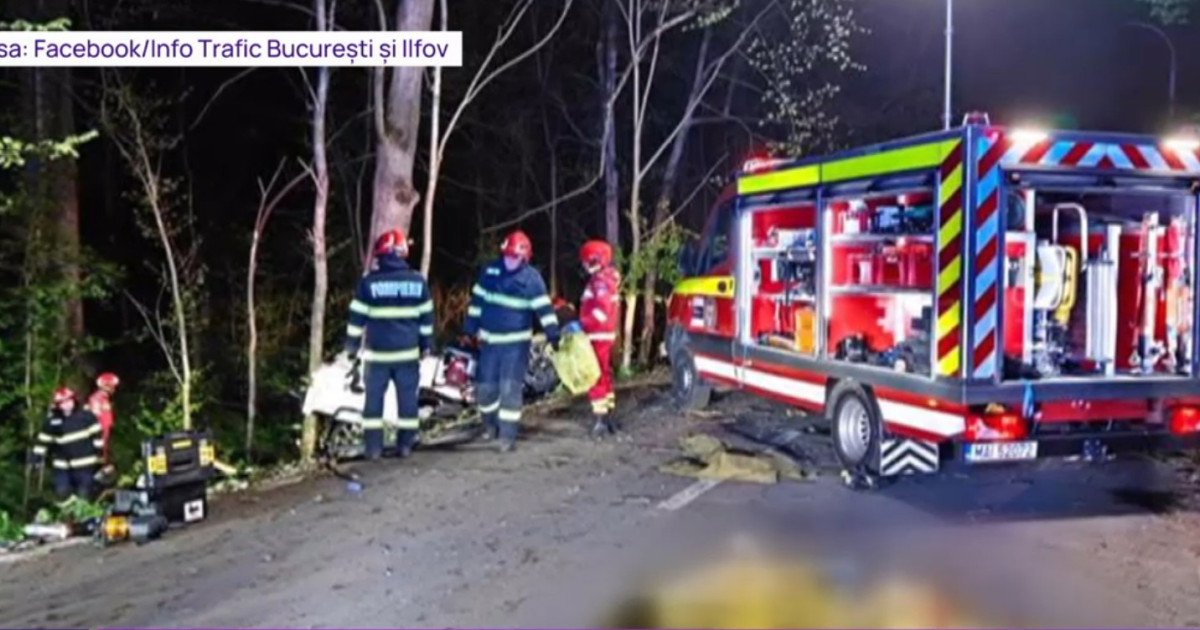 Accident cumplit la Ciolpani: Doi tineri, victime ale unui impact cu un copac