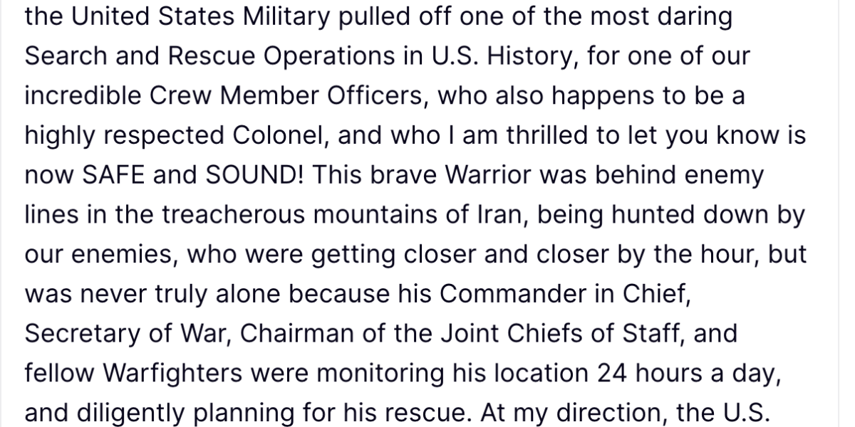 Aviatorul american dat dispărut după prăbușirea avionului f15 în Iran, salvat