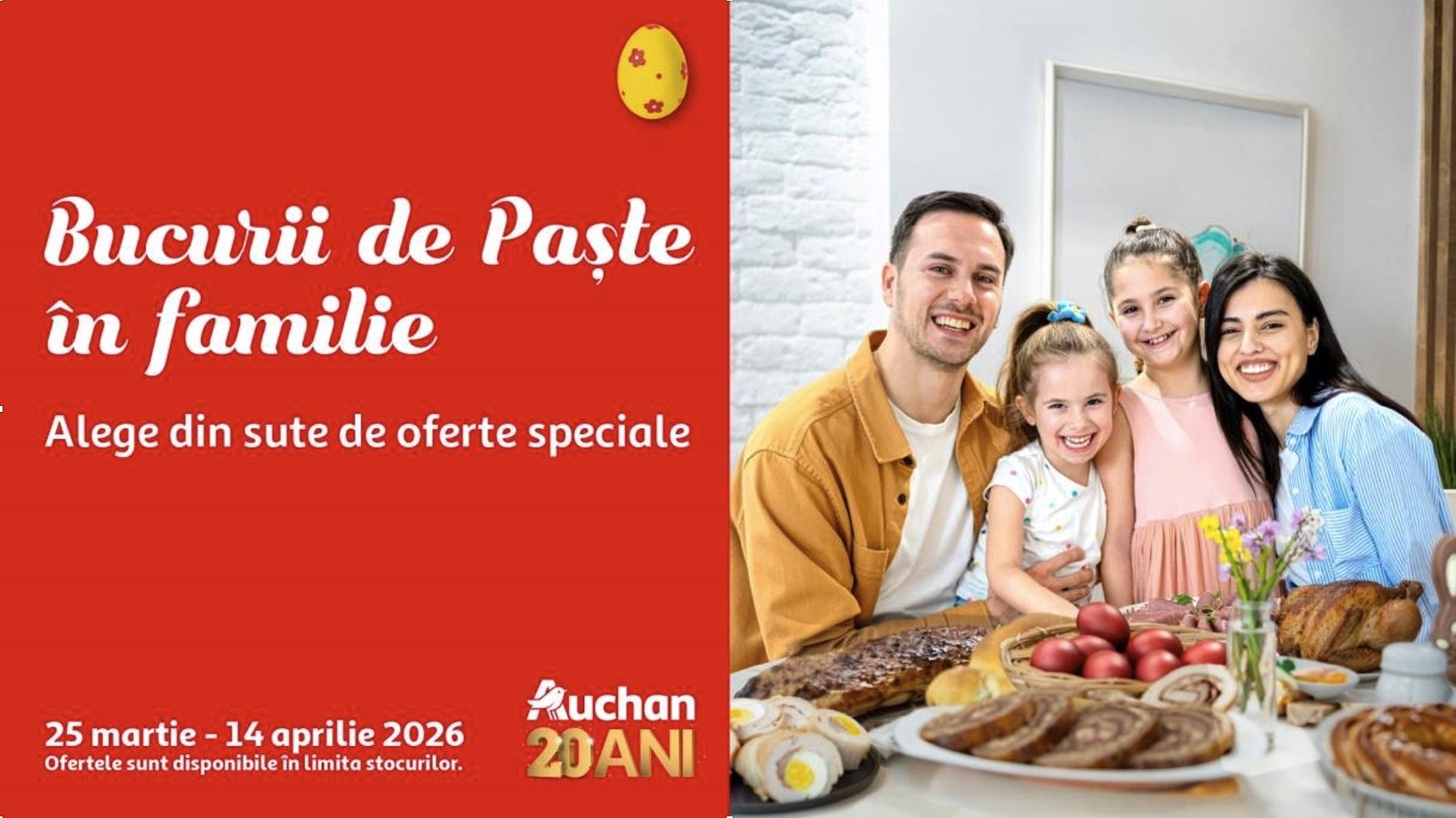 Paște îmbelșugat la Auchan: Oferte speciale pentru masa de sărbătoare Magazinele Auchan se pregătesc pentru sărbătorile pascale și vin cu o gamă variată de produse pentru a satisface toate gusturile și preferințele