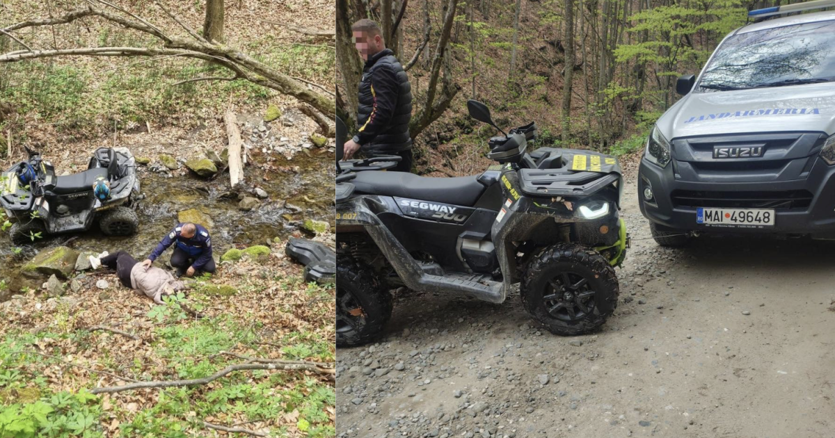 Tineri, de la opt metri cu ATV-ul pe Valea Păușa, Vâlcea