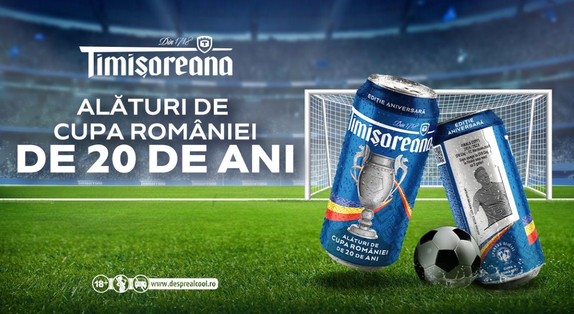 Timișoreana sărbătorește 20 de ani alături de Cupa României la fotbal