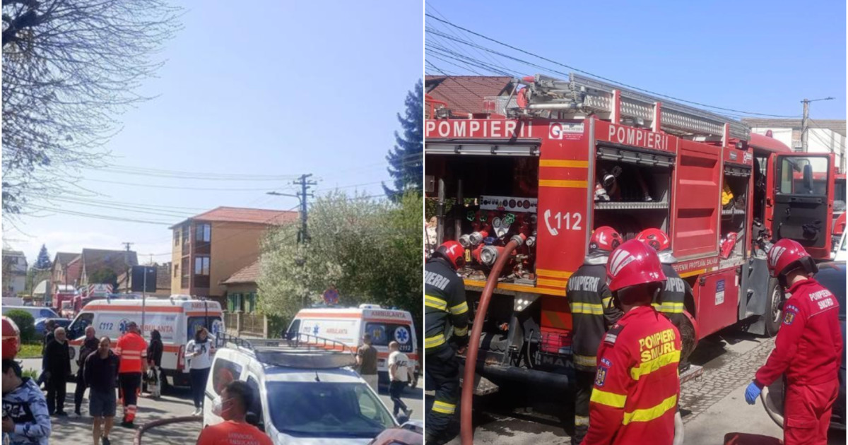 Incendiu devastator într-un bloc din Sibiu: Zeci de oameni evacuați, trei la spital