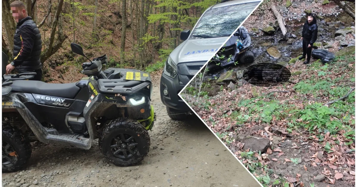 Jandarmi Montani, intervenție dramatică: Turiști cu ATV-ul, prăbușiți într-un pârâu
