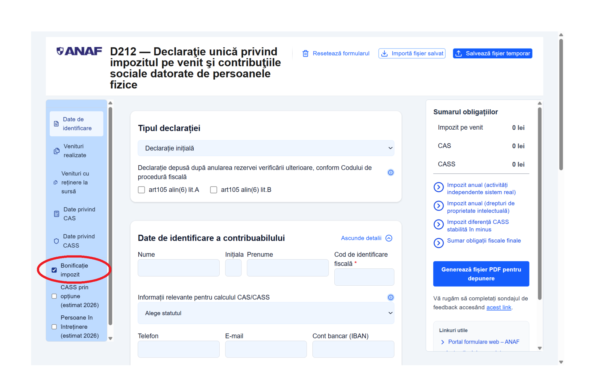 Pentru a beneficia de bonificația de 3% la impozitul pe venit, PFA-urile și alte persoane fizice trebuie să depună Declarația unică 2026 și să achite taxele aferente până la data de 15 aprilie 2026