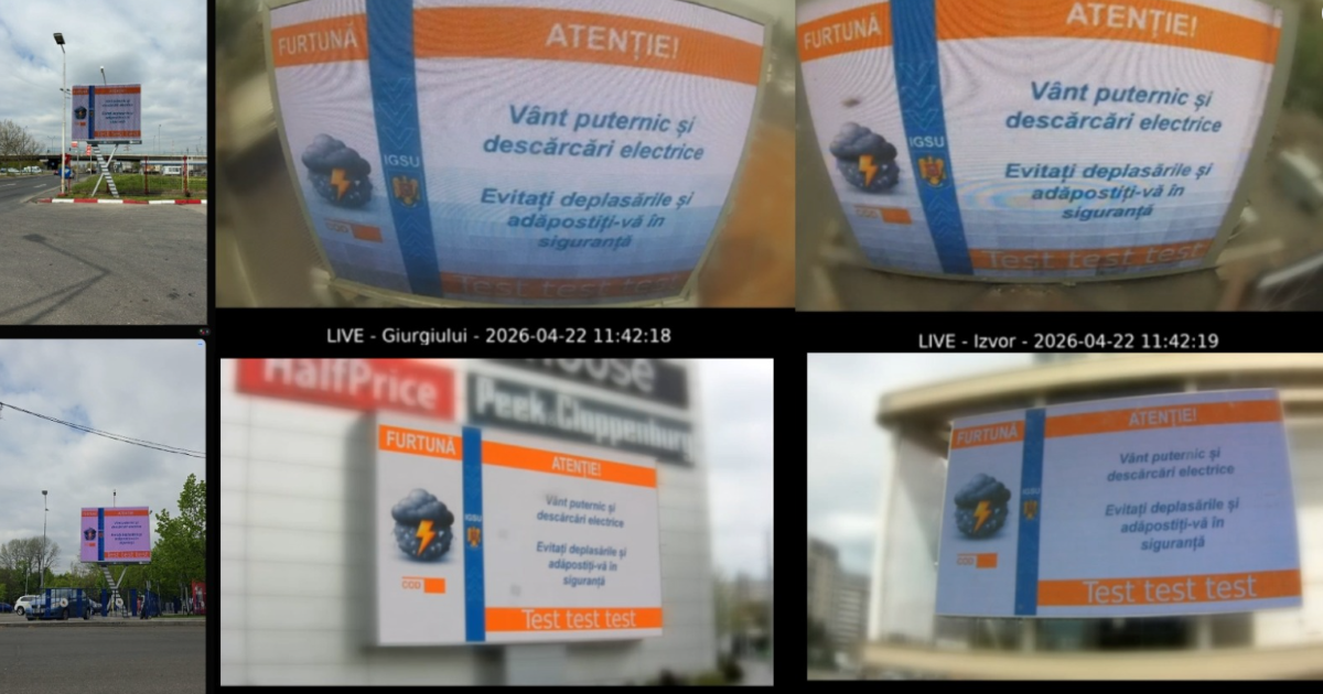 Ro-Alert pe panouri digitale: București și alte 17 orașe, avertizări în timp real