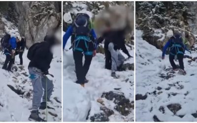 Doi turiști, salvați de pe munte: O oră și jumătate pe burtă, în așteptarea salvării