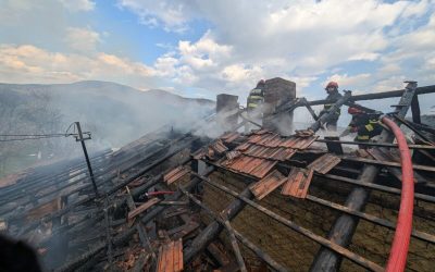 Incendiu devastator la Nehoiu: Proprietarul, salvat de pompieri după stop cardiac