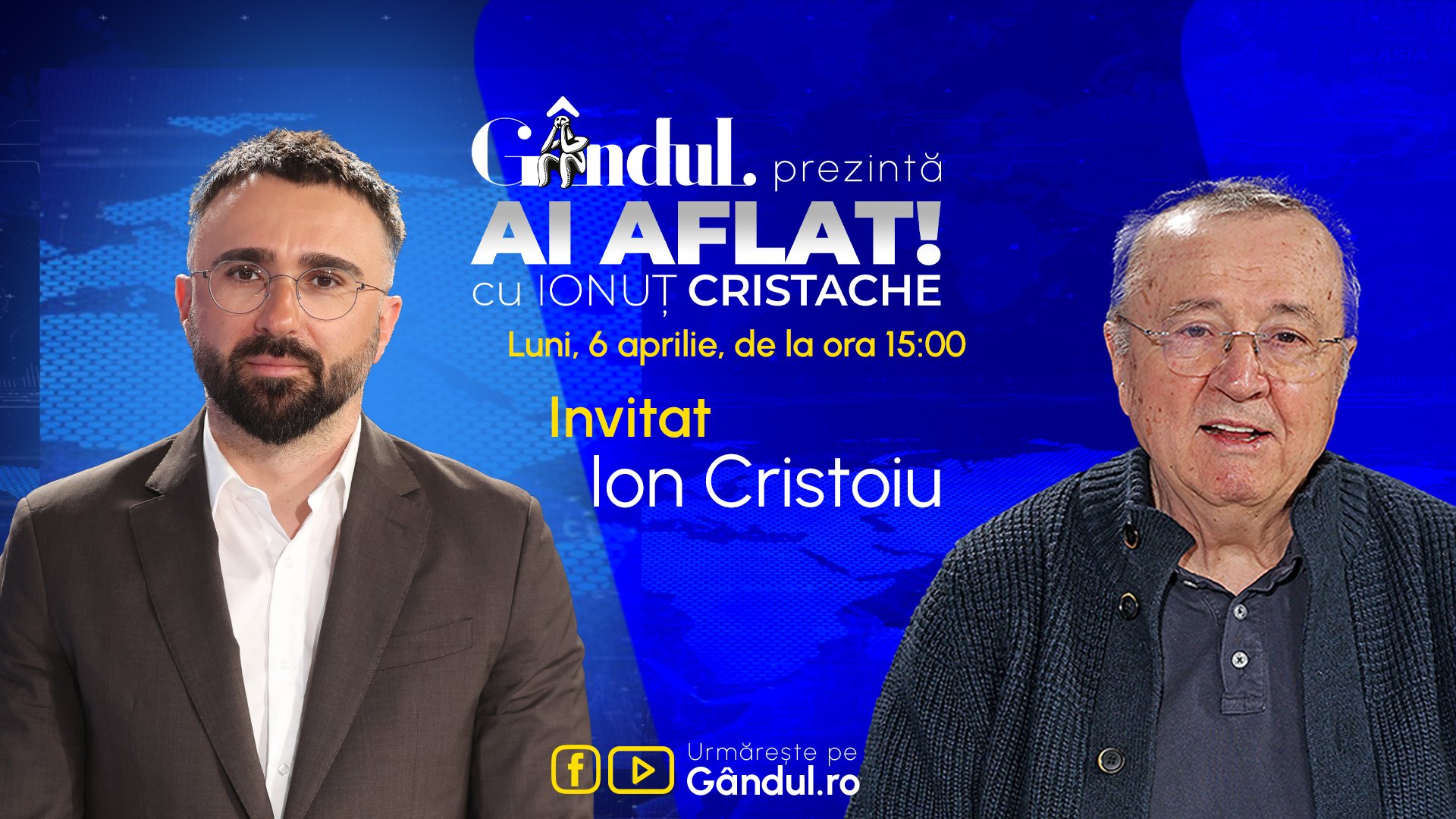 Cristache dă startul la „Ai Aflat!” pe Gândul: Primul invitat, Ion Cristoiu, luni, la ora 15