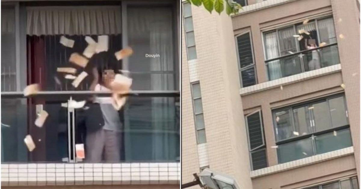 A aruncat 215.000 de euro de la balcon, după ce s-a certat cu soțul în China