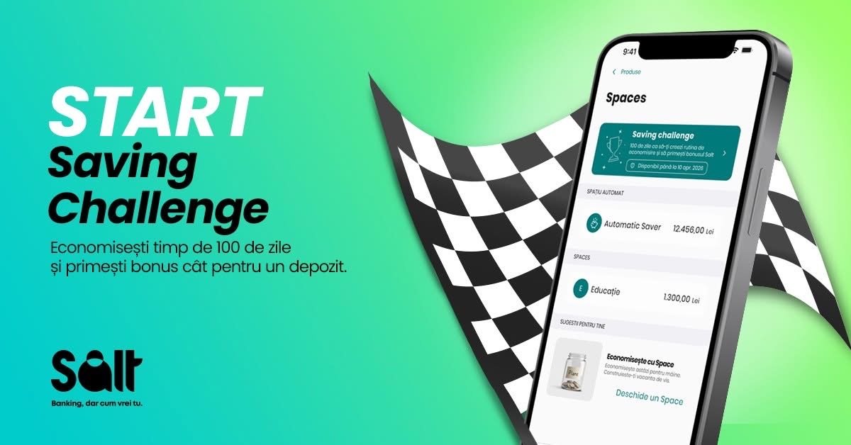 După doi ani de activitate, SALT BANK lansează un nou produs dedicat economisirii, numit „Saving Challenge”, care își propune să transforme economisirea într-un obicei zilnic pentru clienți
