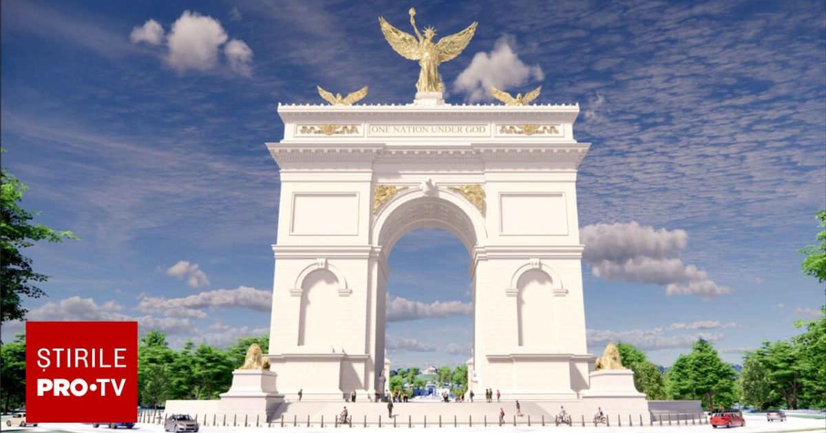 Donald Trump construiește la Washington arc de triumf gigant, cu statui de AUR