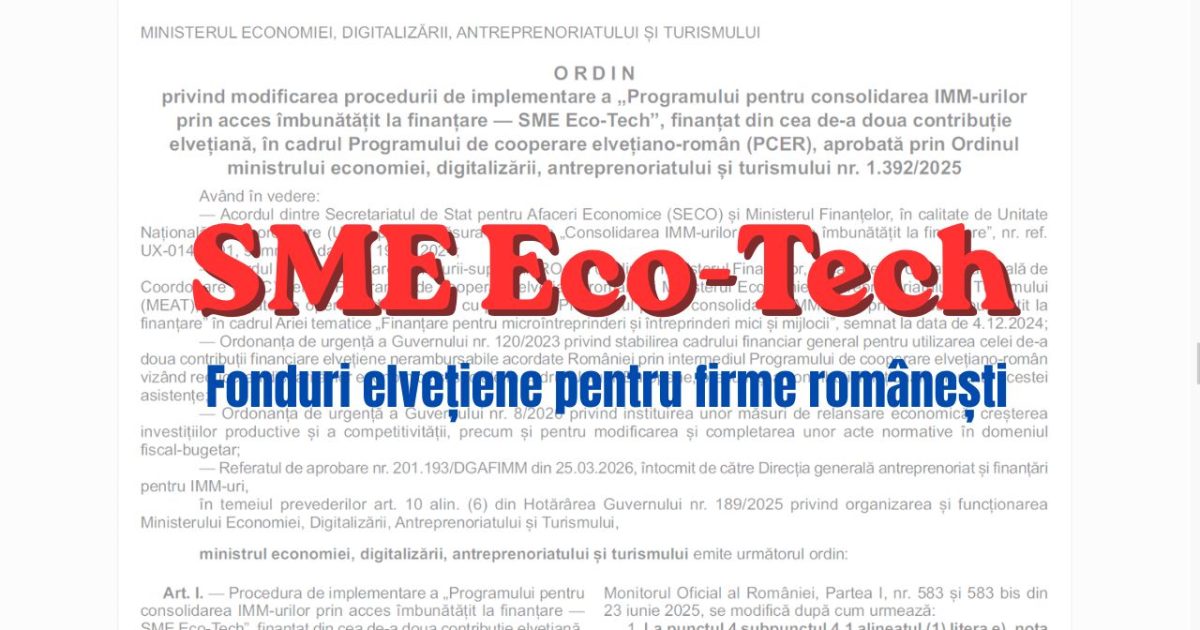 Fonduri elvețiene de 288 milioane lei pentru firmele din România, schimbări majore