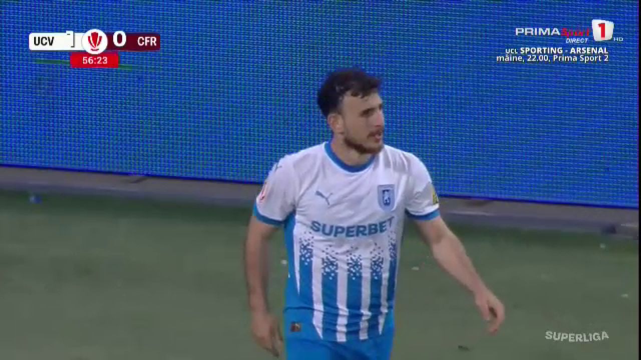 Un gol superb al lui Anzor Mekvabishvili a decis meciul dintre Universitatea Craiova și CFR Cluj, disputat recent