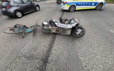 Timișoara: Biciclist, accidentat grav după ce a traversat pe roșu