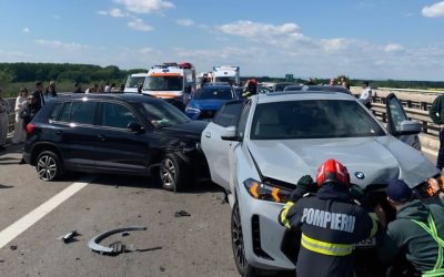 Accident în lanț pe A3: Trafic blocat spre București, o persoană rănită