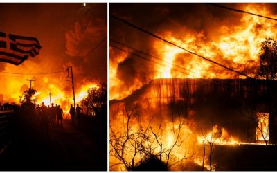 Incendiu la Salonic: Două fabrici au ars, localnicii izolați