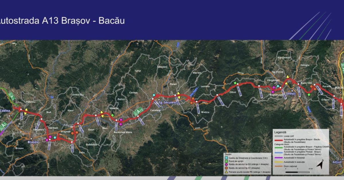 A13 Brașov-Bacău: 174 km de autostradă, 5 loturi