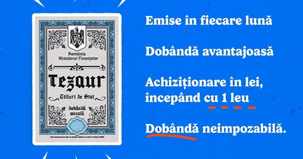 Tezaur 8: Titluri de stat cu dobândă 7,15% anual, profit net